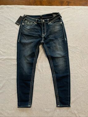 True Religion Skinny Dark Blue Women’s Jeans with Contrast Stitching